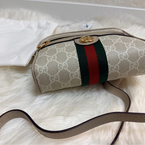 Gucci Beige and Green Canvas Crossbody Bag - Picture 7 of 7